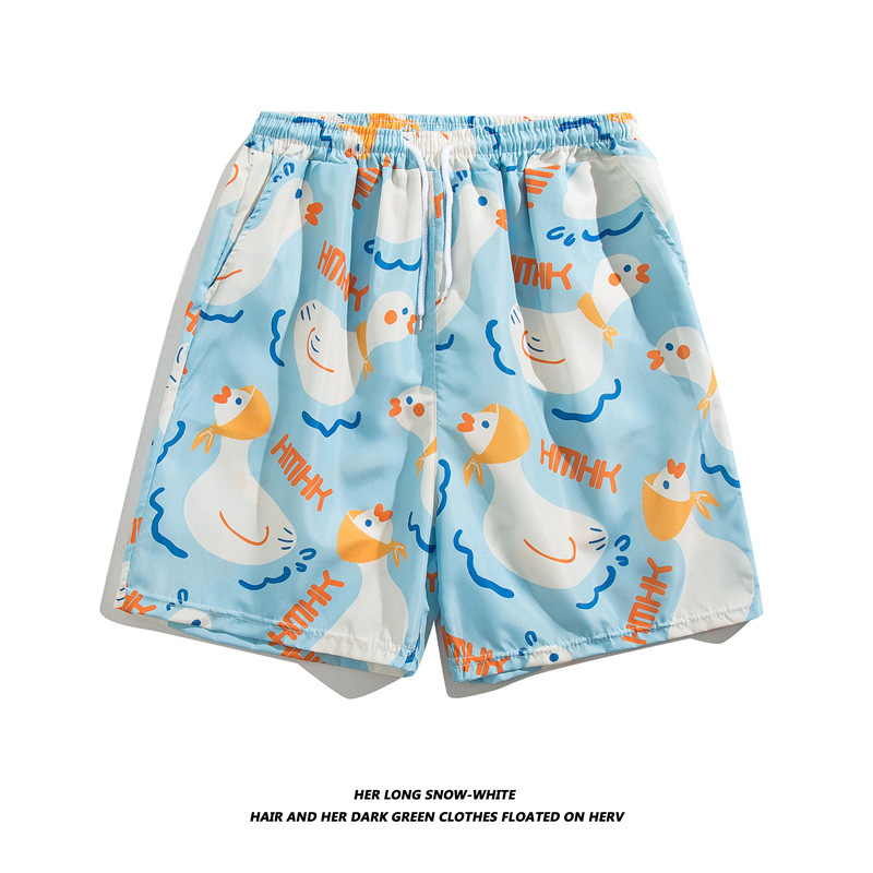 Pantalones de playa de los hombres retro de la pareja Vacaciones de aguas termales anti-vergüenza quinto pantalones ropa exterior pantalones cortos de playa de verano hombres