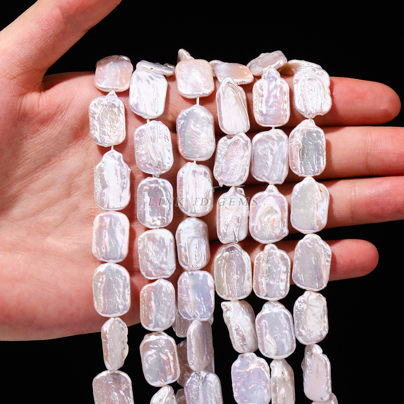 Jingde ジュエリーナチュラルバロックホワイト淡水長方形パールルースビーズ diy ブレスレットジュエリーアクセサリー卸売|undefined