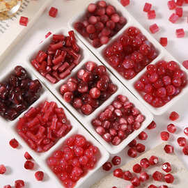 红色系仿猫眼树脂圆珠细闪散珠子  手工diy手链项链串珠材料配件