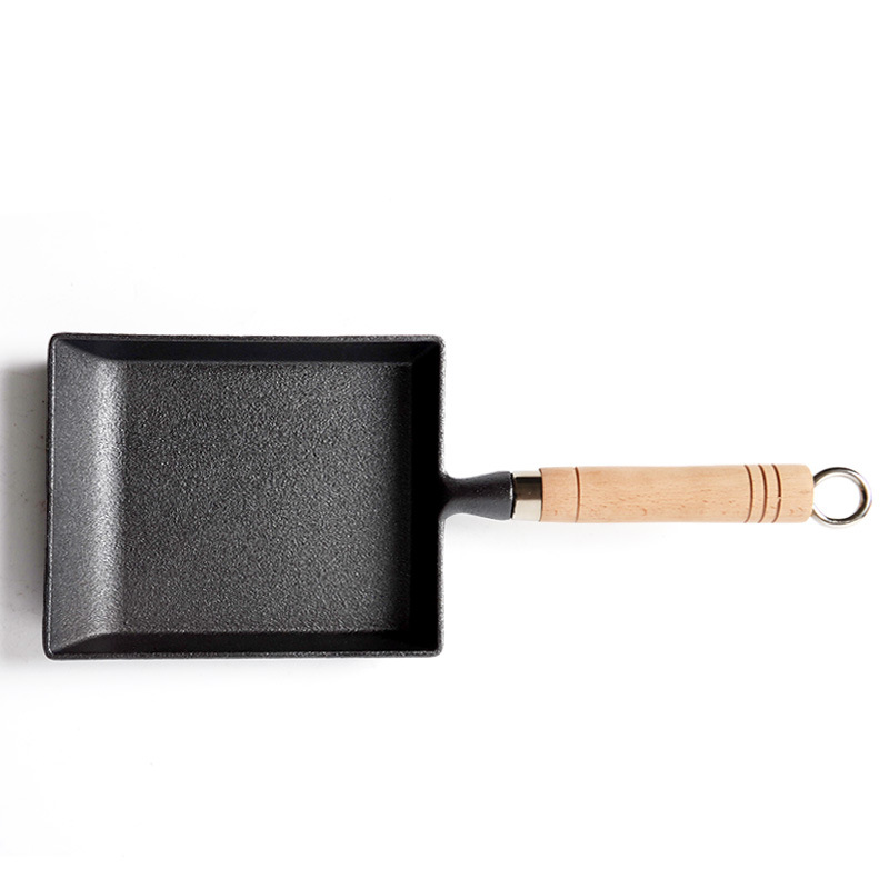 Sartén de Yuzi, sartén de hierro, de estilo japonés sartén de rollo de huevo, sartén de huevo grueso, sartén antiadherente, sin recubrimiento