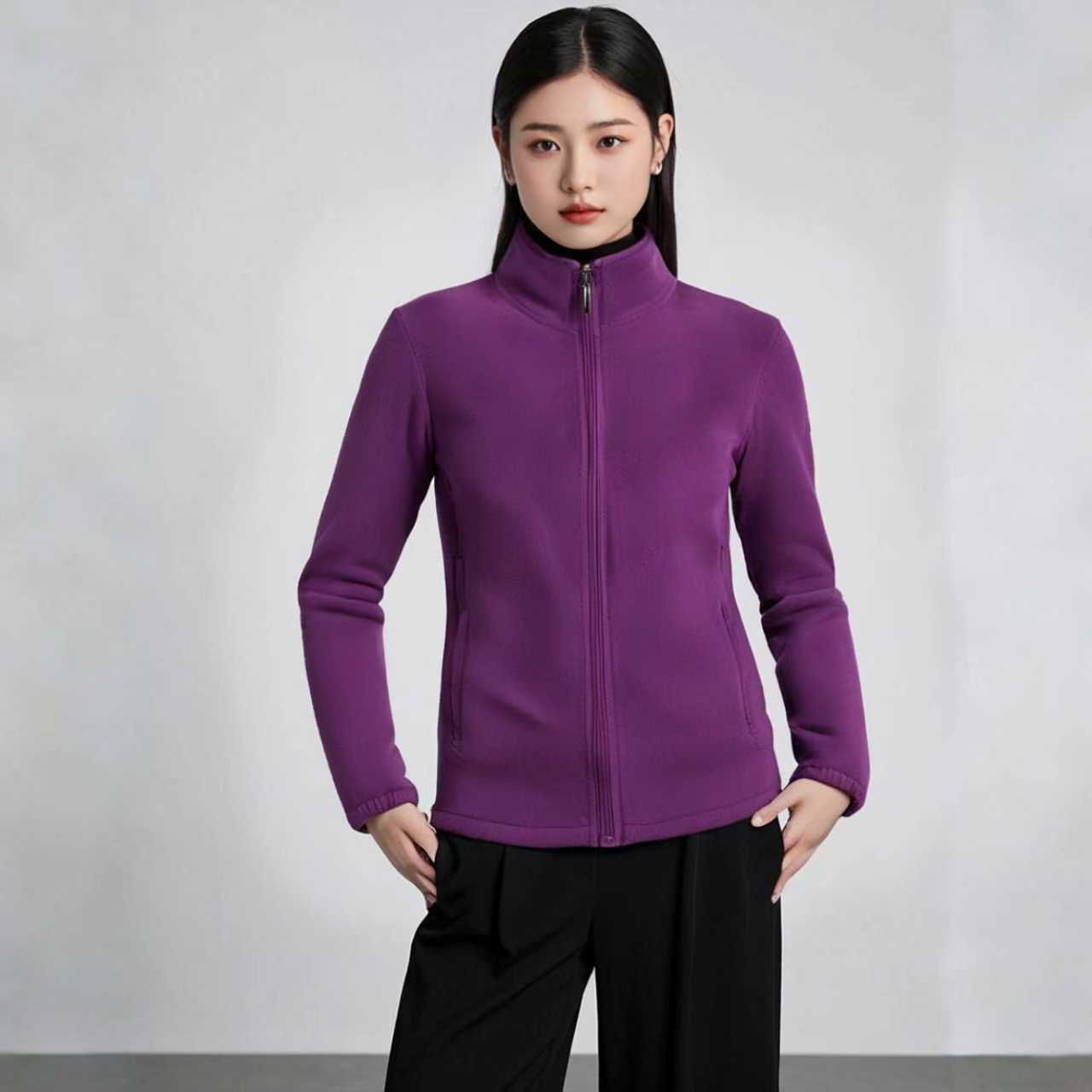 Manufacturer's New Stand-Up Collar Fleece Women's Jacket, Warm Fleece Clothing for Spring, Autumn, and Winter, Suitable for Sports, Outdoor, and Casual Wear