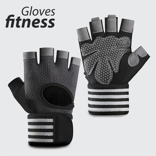 Fitness gloves, wear-resistant, breathable, non-slip wrist guards, sports training, fitness weightlifting horizontal bar dumbbells, half-finger gloves for men and women