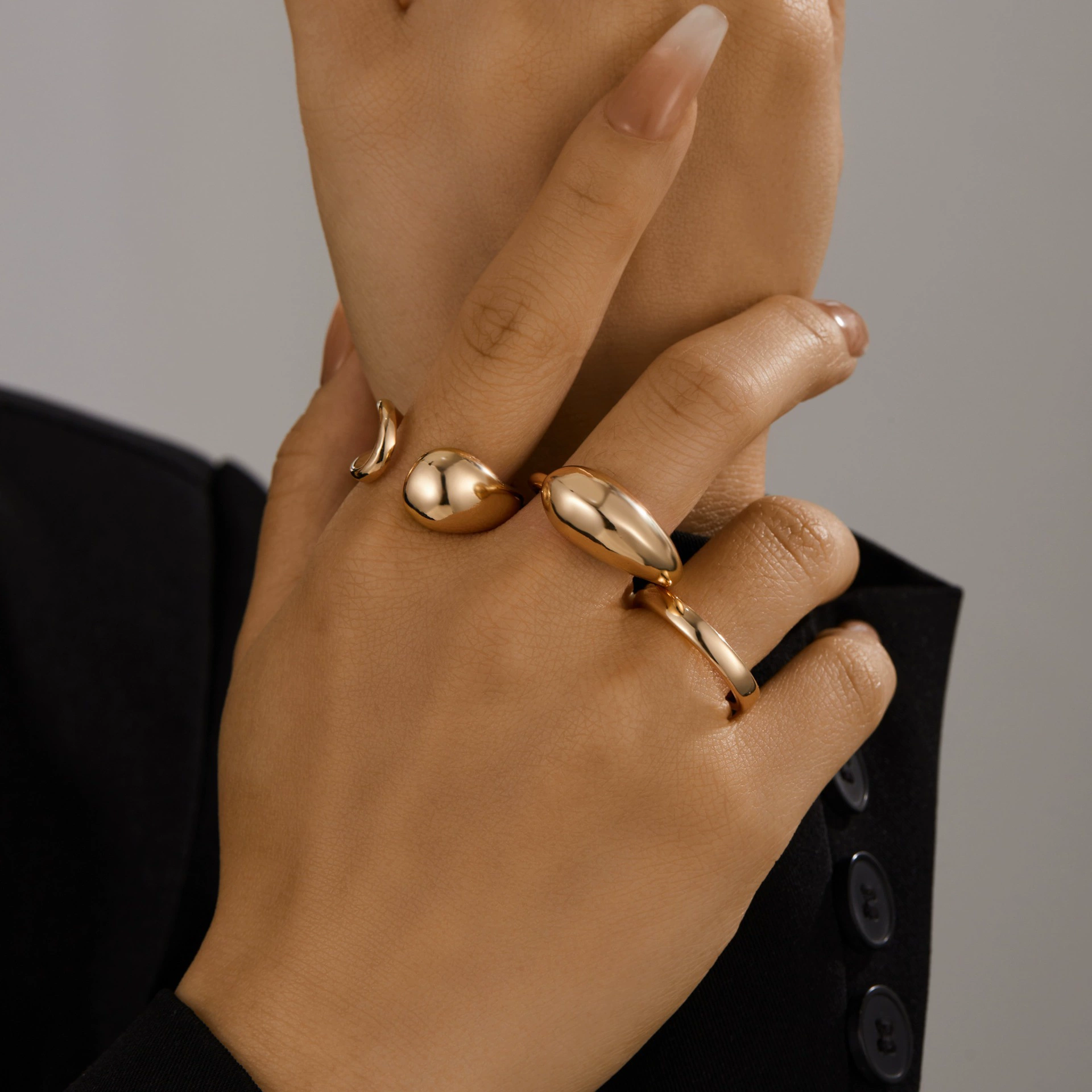 Европейские и американские трансграничные новые ювелирные изделия, персонализированное золотое кольцо, набор из 3 предметов, кольцо из сплава, набор изогнутых соединительных колец