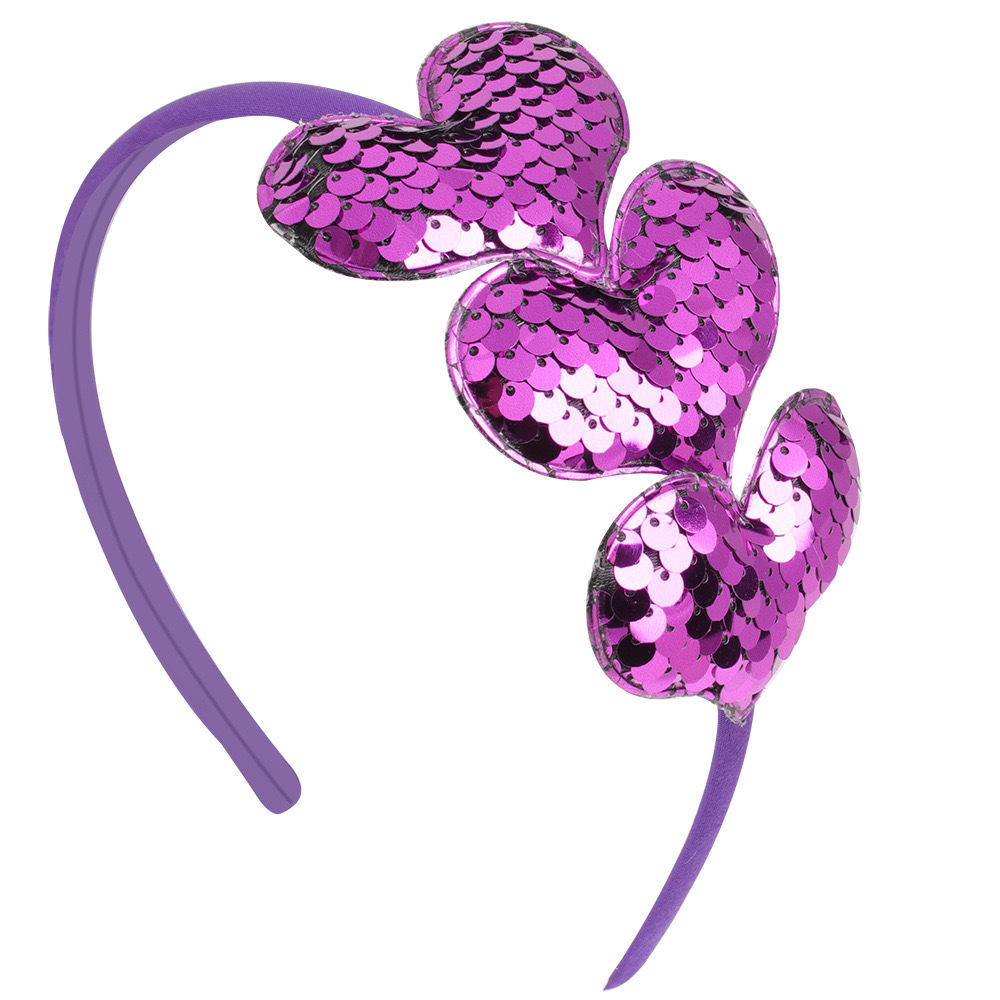European And American Cross-border Reversible Sequin Heart Valentine's Day Headband Children's Accessories Glitter_voghion.com