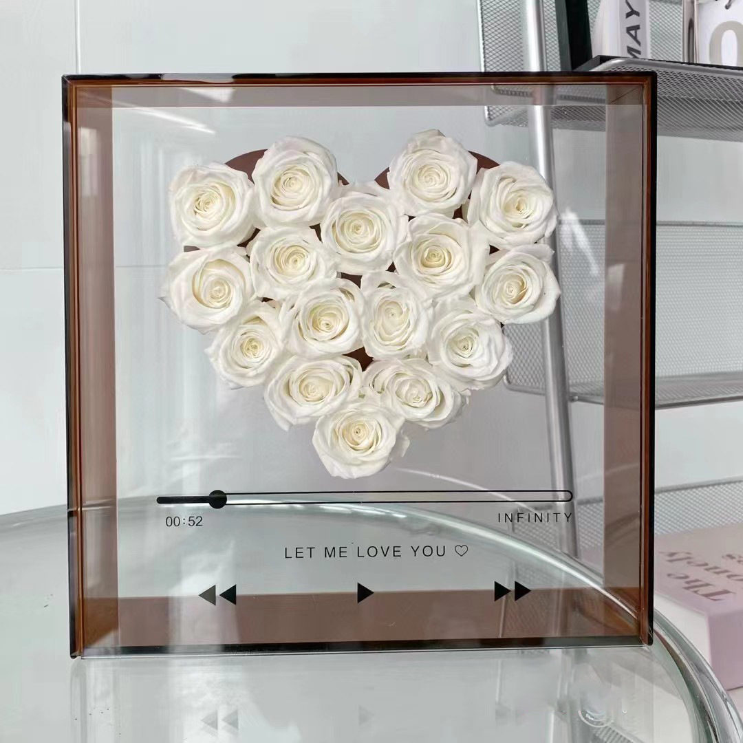 La vida eterna flores y rosas amor CD caja acrílica Qixian Día de San Valentín para enviar a la novia del día de los estudiantes regalos decoración