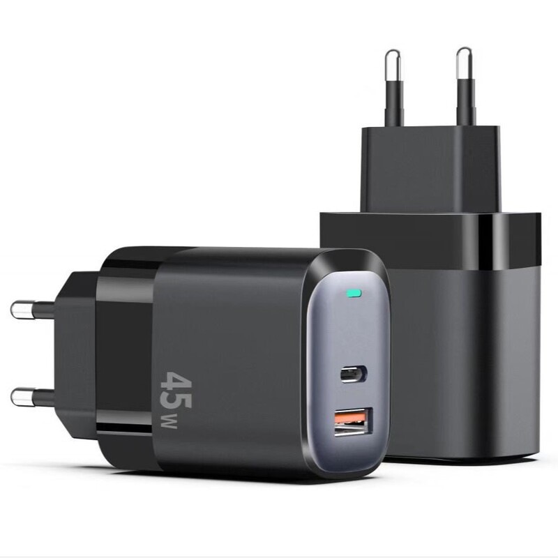 Cross-Border 45W Gallium Nitride Charging Head Pd3.1 Fast Charging Ce Certified European, American and British Standard Adapter