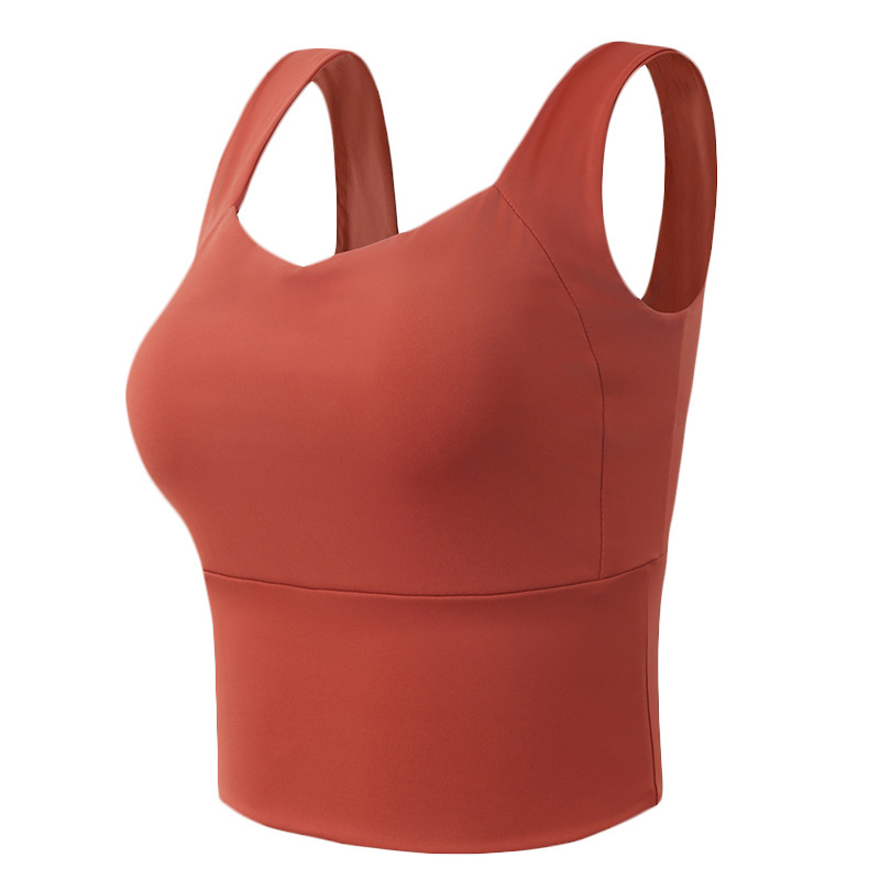 Cross-border fitness wide shoulder strap sports underwear outer wear vest-style shockproof push-up running breathable yoga bra professional