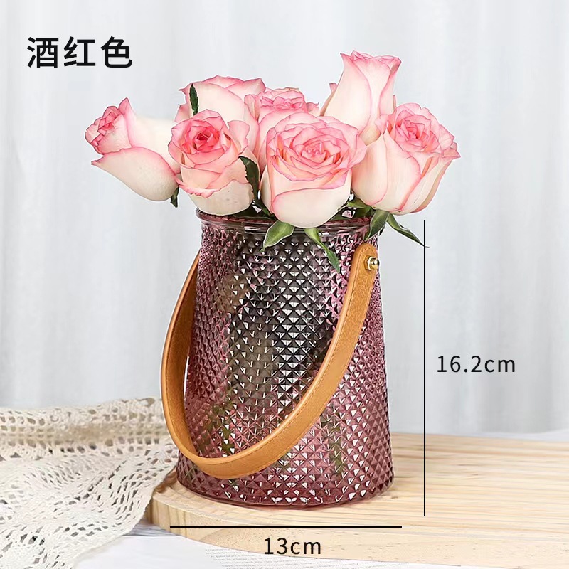 Creativo inconsútil glaciar transparente florero simple acuático flores secas plantas verdes hogar Decoración florero arreglo de flores