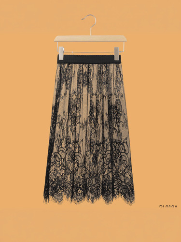 New style lace base skirt gauze skirt single-layer transparent mesh skirt mid-long skirt see-through cover dress for women