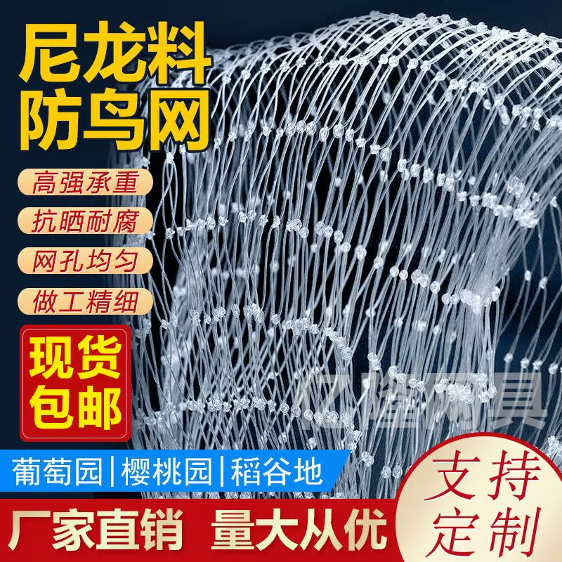 尼龙防鸟网天网驱鸟网果树樱桃葡萄果园农田养殖鱼塘大棚防鸟网