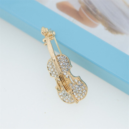 Fashionable personalized violin brooch for women, versatile rhinestone brooch, elegant oil drop corsage, Amazon wholesale