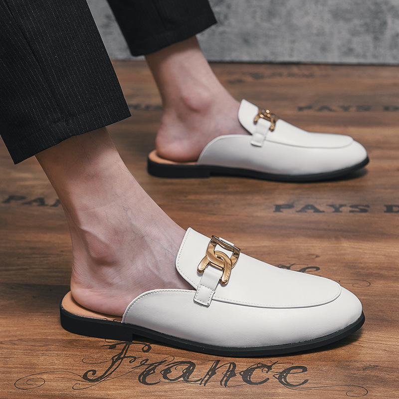 Cross Border Summer Breathable Men S Plus Size Baotou Slippers Fashion White Heelless Half Drag Korean Style Personality_voghion.com