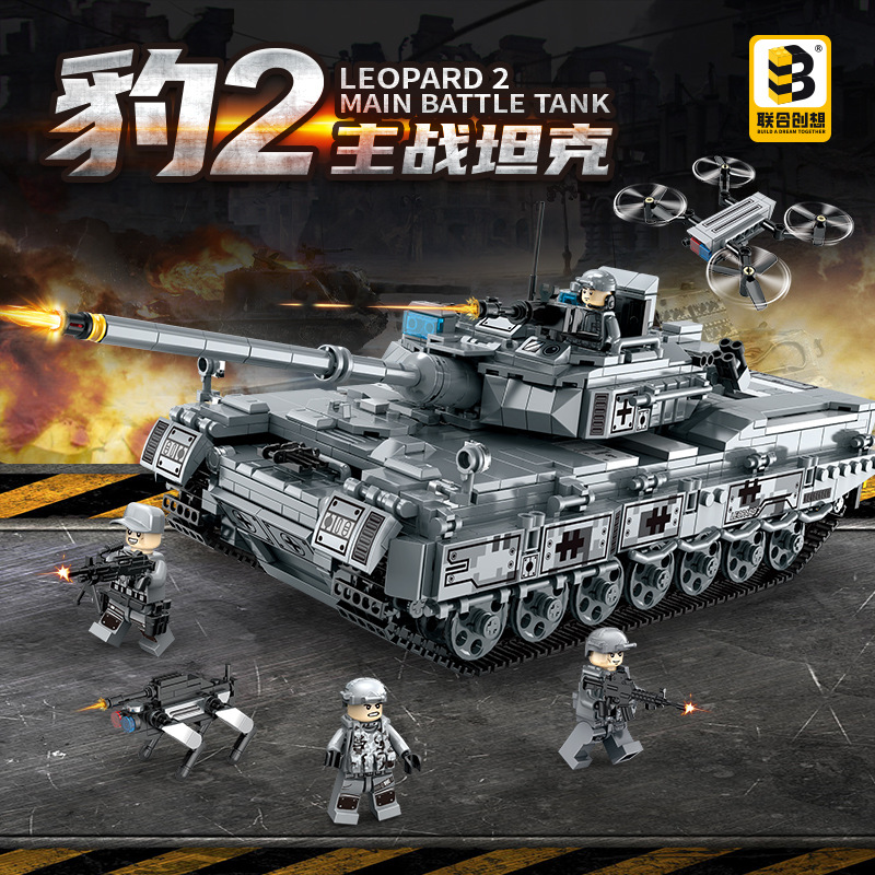 Jkc7402 Leopard 2 grandes tanques de combate principales bloques de construcción de juguetes para niños regalo del día nacional explosivo image 1