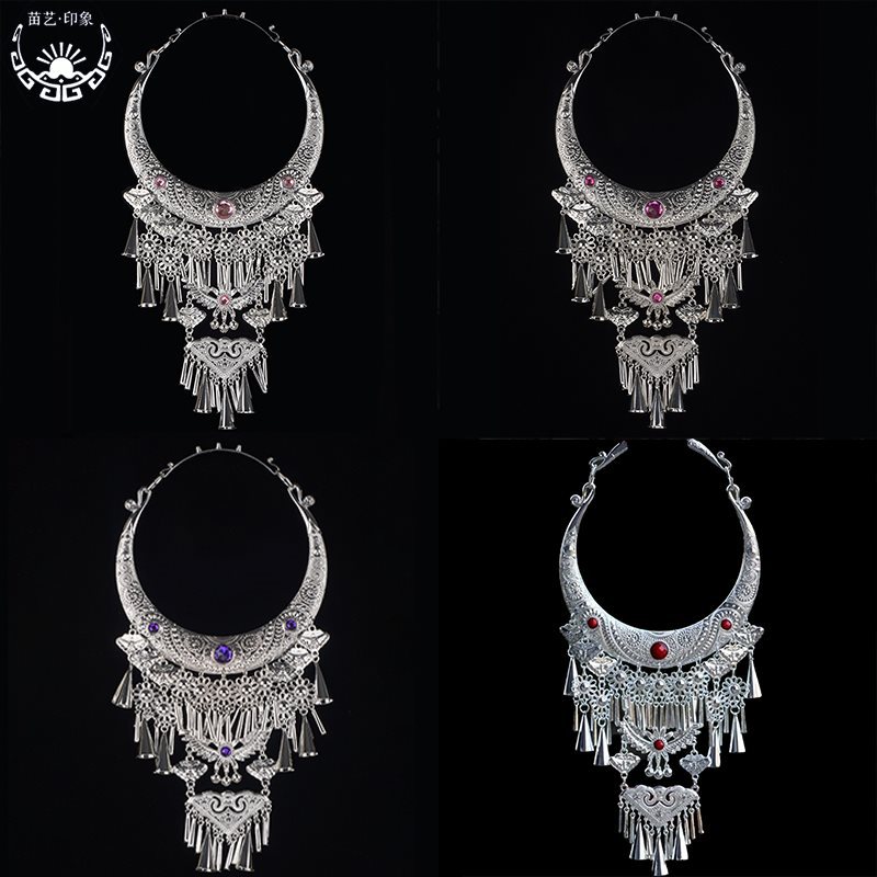 苗族新款项圈民族风饰品苗银头饰演出服少数民族项链侗族演出配饰