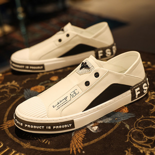 European Fashion Men's Shoes 2025 Summer New Casual Sneakers Trendy Versatile Slip-On Driving White Shoes