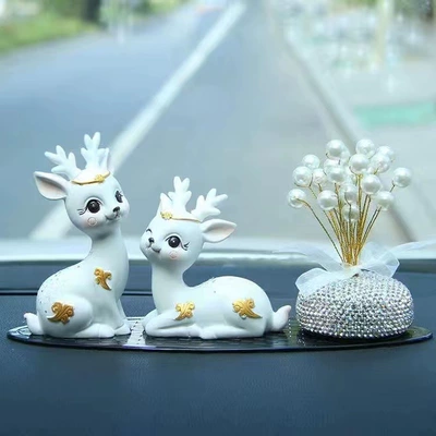 Car ornaments | creative car Little Deer - white-little-fairy-deer-white-pearl-gympani-little-leopard-cushion-send-traceless-glue-10