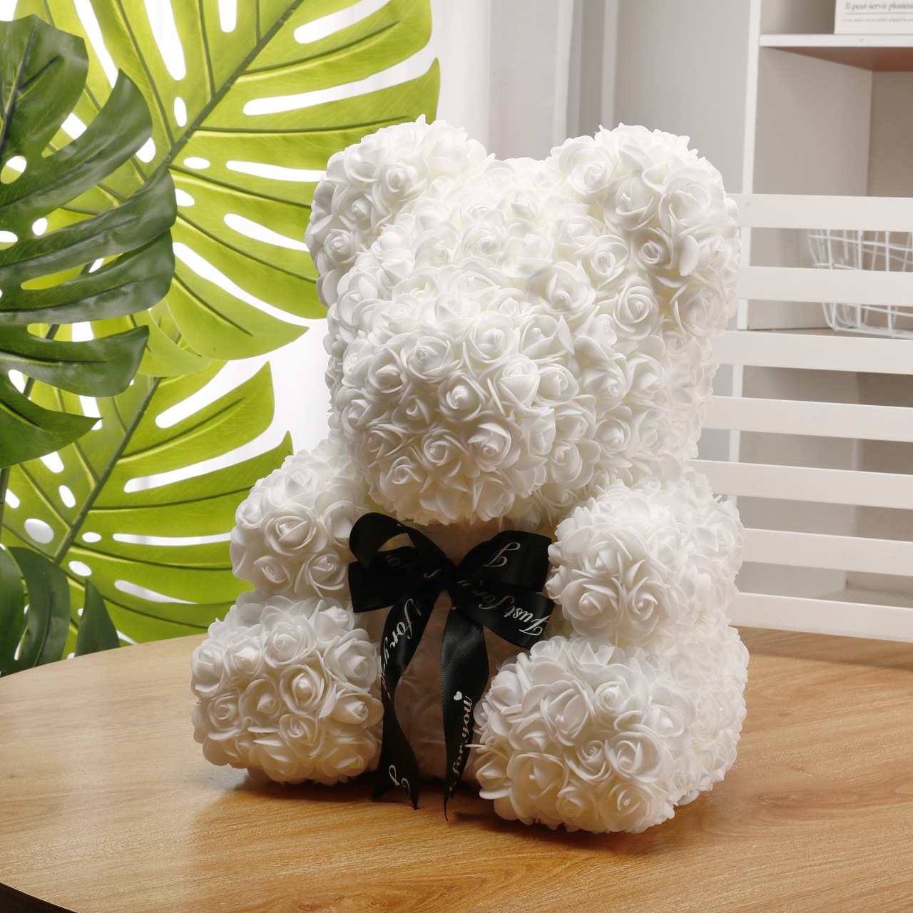 Flor preservada oso rosa 520 regalo del Día de San Valentín tienda de flores supermercado PE espuma flor abrazo oso rosa