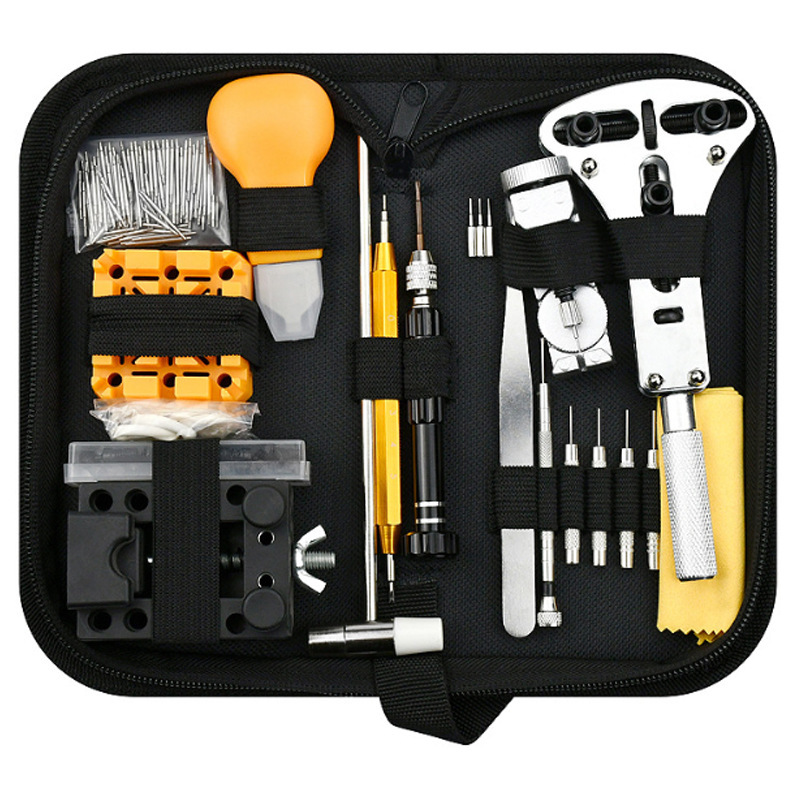 Kit de herramientas de mantenimiento de relojes de comercio exterior, conjunto de herramientas de reloj, tabla de reparación de 155 piezas, conjunto de desmontaje y cambio de batería image 7