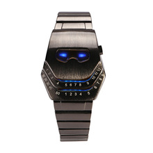 厂家外贸创意LED电子手表二进制手表合金蛇头手表钢铁侠电子表