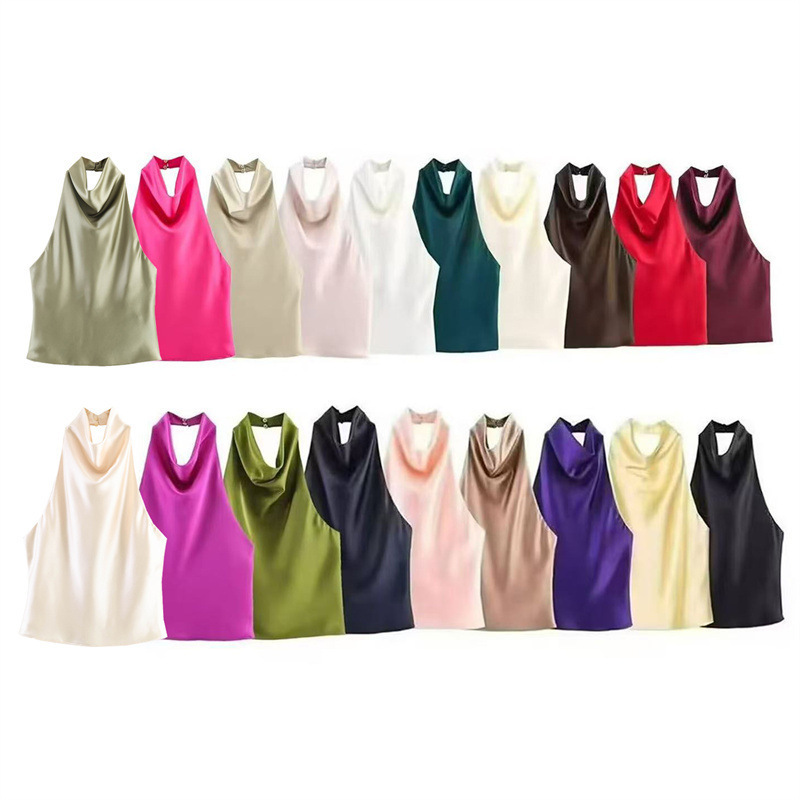 Cross-Border Women's Clothing Manufacturers Wholesale 2026 New Style Silk Satin Texture Backless Top and Silk Satin Texture Skirt Set Cross-Border Women's Clothing Manufacturers Wholesale 2026 New Style Silk Satin Texture Backless Top and Silk Satin Texture Skirt Set