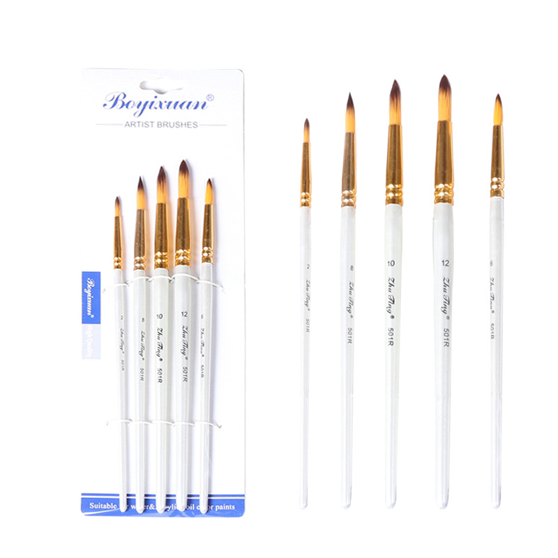 Boyi Xuan perla de madera blanca de cinco piezas traje arte acuarela pintura al óleo pintura infantil cepillo de nylon