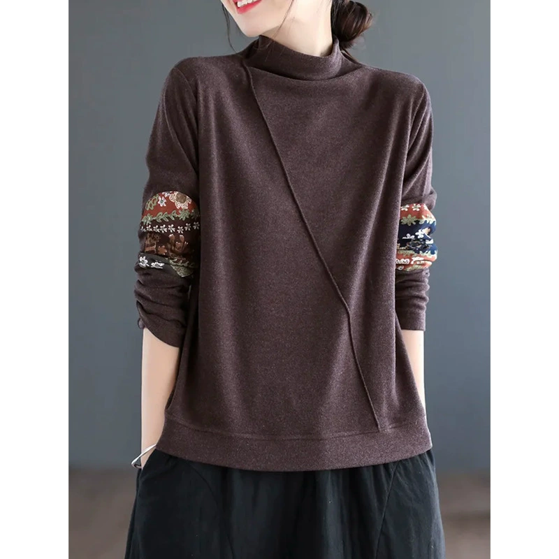 Женская рубашка-поло с длинным рукавом, вельветовая, в стиле Майяра, с высоким воротником, популярный дизайн 2025 года, с заплатками.