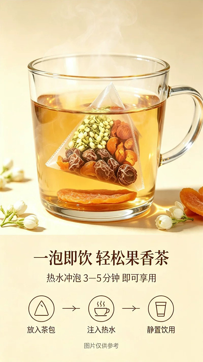 Apricot Plum Jasmine Fruit Tea Blend 10g x 10 Bags Hot Brew Wellness Herbal Tea details