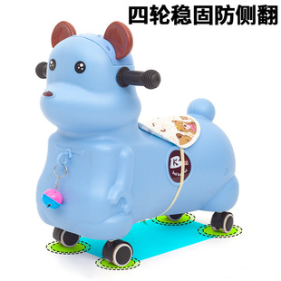 Electric Kidsren's Toy Car Baby Scooter Safety Anti-Rollover Trolley Cartoon Scooter Four-Wheel Can Sit and Ride