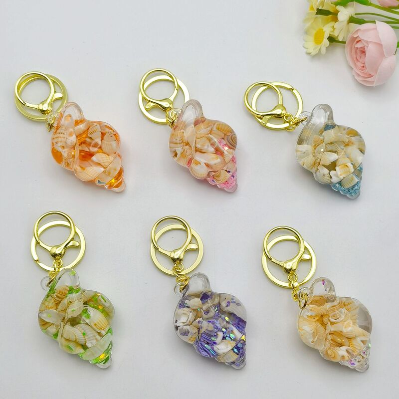 New Colorful Bubble Bead Conch Quicksand Bottle Small Pendant, Trendy Cute Keychain Car Bag Decoration Accessory