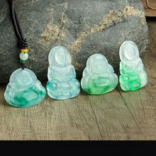 缅甸巴山翠冰种观音佛吊坠男女款翡翠色飘花平安扣冰透玻璃种挂件