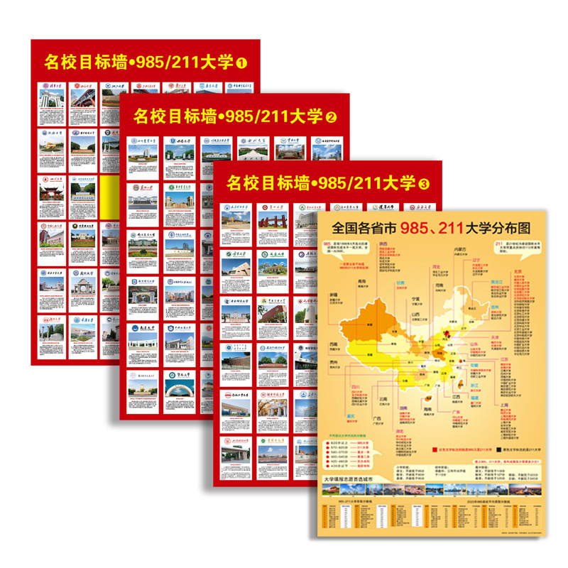 中国名門校図985 211学生大学目標図高校大学入試激励図名門校ポスター壁貼り|undefined