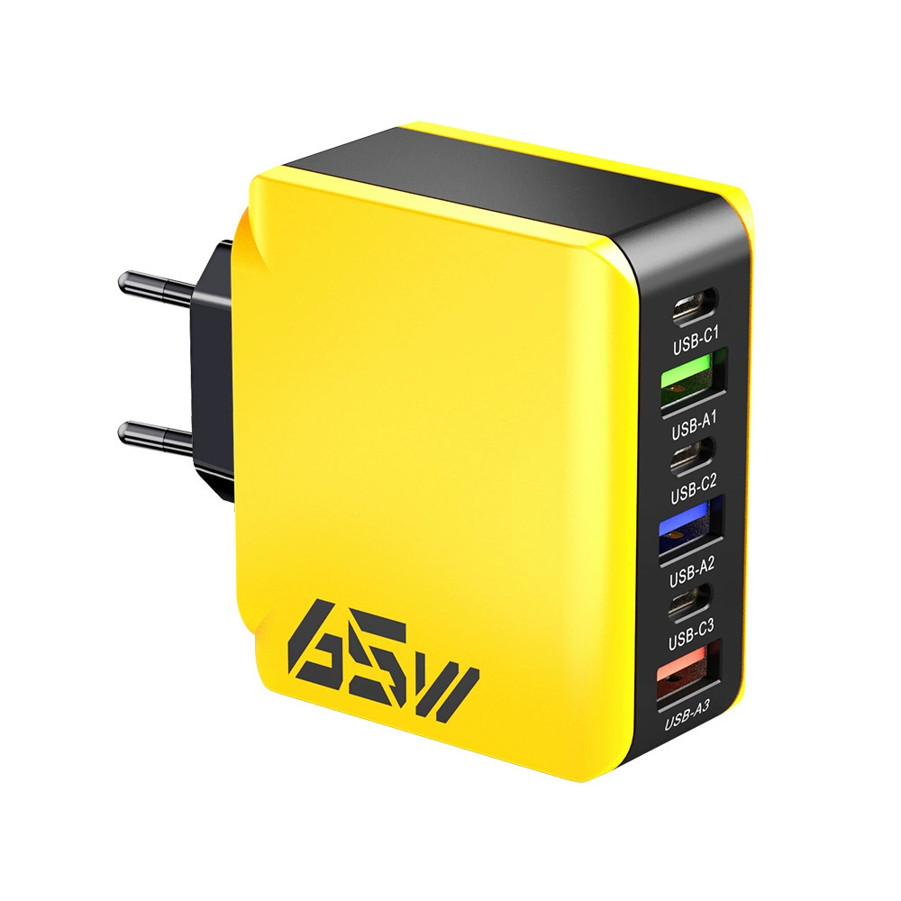 Зарядное устройство 3PD+3USB с множеством портов, европейская, американская и британская совместимые насадки, адаптер 65 Вт