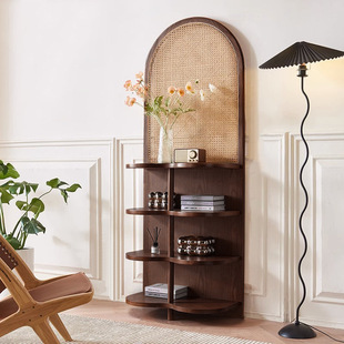 New Chinese-style Screen Partition Household Living Room Entrance Rack Movable Bedroom Shelf Rattan Screen