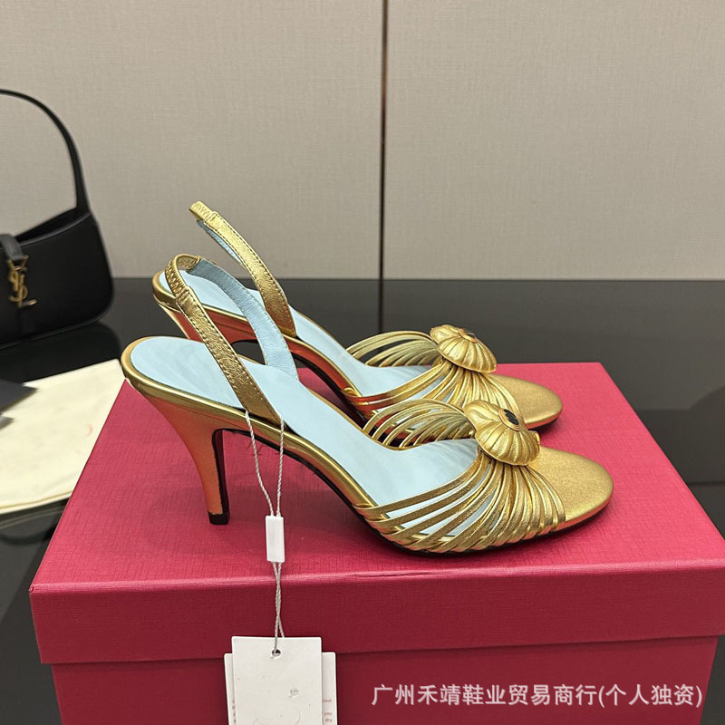 2025夏季新款牛皮小爱心一字带法式高跟鞋气质时尚夏天拖鞋外穿女|undefined