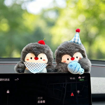 Cute and Adorable Penguin Car Decoration for Dashboard, Cartoon Animal Interior Decoration, Screen Plush Toy