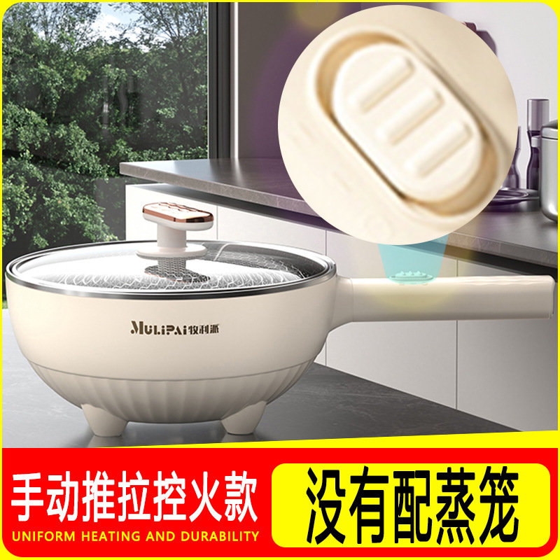 电炒锅多功能一体式炒菜锅电锅蒸煮炒煎家用蜂窝不粘锅电火锅两用|undefined