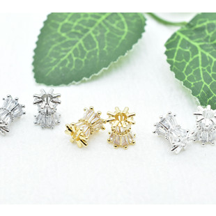 Gold-Plated Diamond-Encrusted Small Waist Spacer Beads DIY Jewelry Crystal Pearl Beads Bracelet Accessories Wholesale