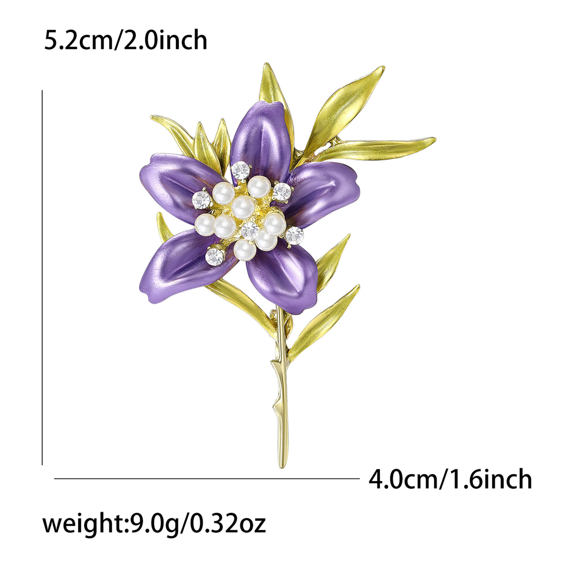 Light Luxury Diamond-Encrusted Pearl Enamel Lily Brooch, Forest Style Gentle and Fresh Floral Plant Brooch, Fashionable and Simple Clothing