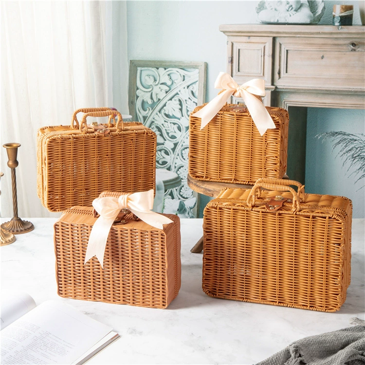 Квадратная корзина из ротанга, подарочная коробка, пустая коробка, корзина для хранения в форме полумесяца, корзина из ротанга для свадьбы и дня рождения, подарочная коробка, корзина для конфет на свадьбу