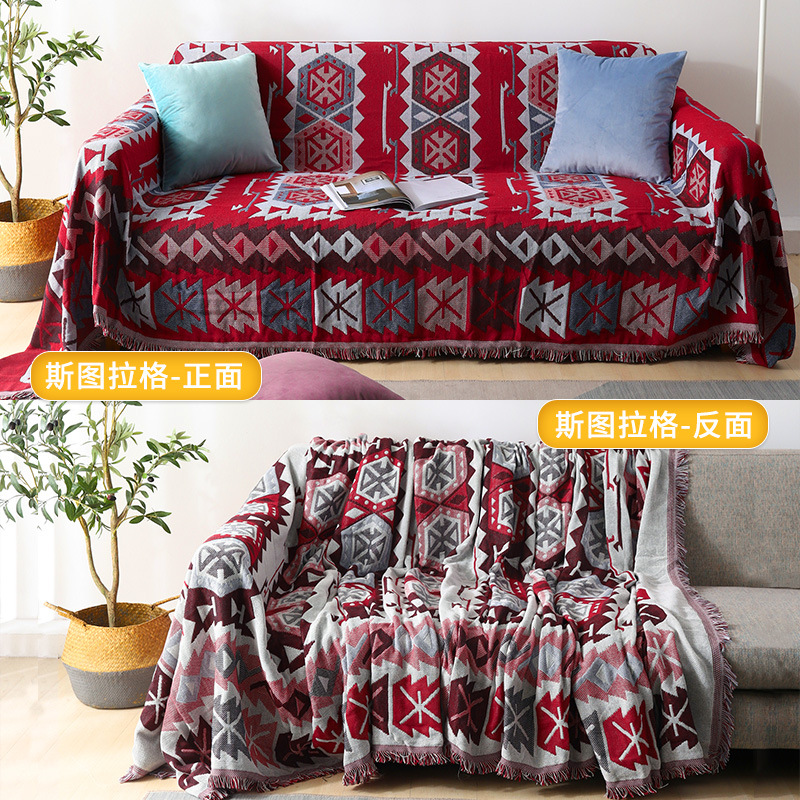 Nordic Internet celebridad sofá manta de doble cara cubierta completa sofá cojín de tela estilo ins Four Seasons universal de algodón de lino cubierta de la toalla del sofá