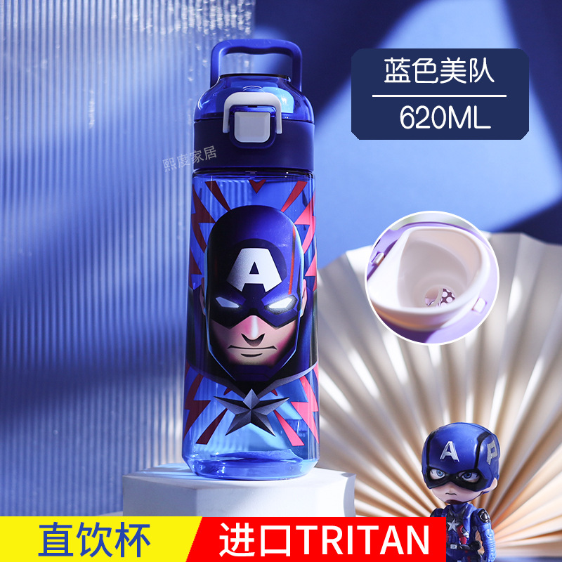 Taza de agua infantil con asa, diseño dibujos animados, resistente a caídas