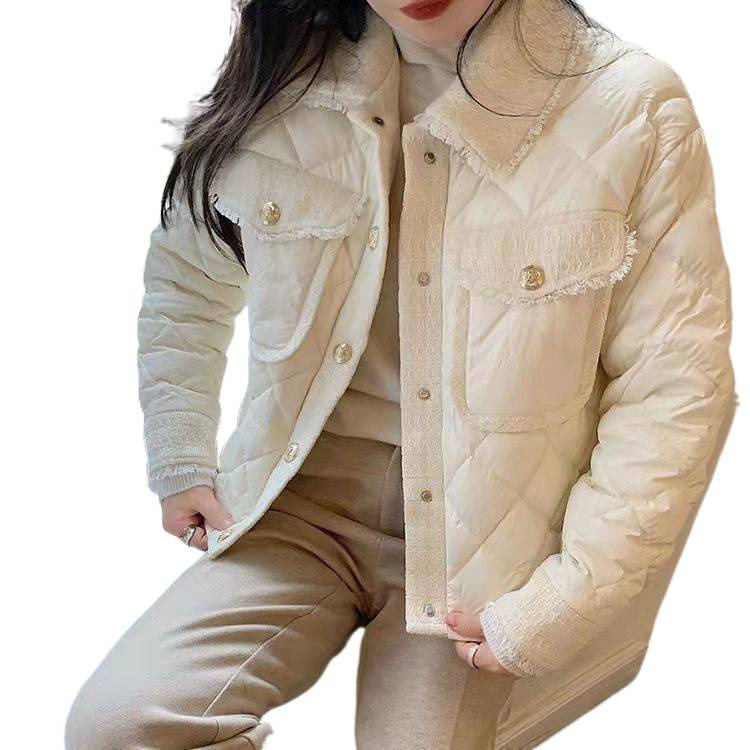 菱格小香风羽绒棉服外套女2025年冬季新款小个子轻薄短款时尚棉衣|undefined
