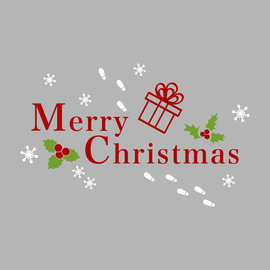 Merry Christmas 圣诞字母彩色玻璃橱窗装饰墙贴纸VAxmas170N-OP3