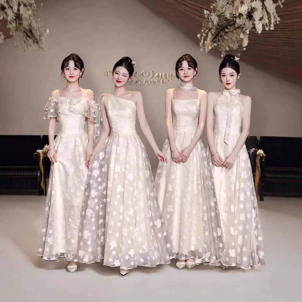 Платье подружки невесты цвета шампанского, новинка 2025 года, высококачественное нишевое красивое обручальное платье для сестры, юбка, которую могут носить женщины в обычное время