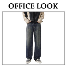 秋冬款宽松百搭直筒裤 个性感十足水洗时尚百搭美式高街牛仔裤