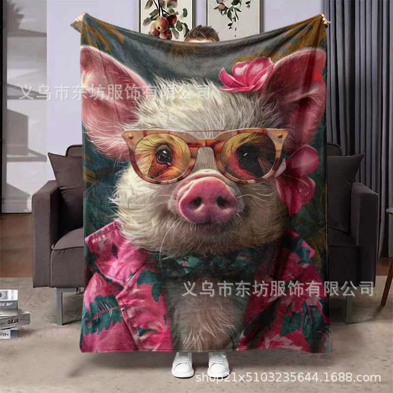 Мультфильм теплая и удобная розовая личность свинья фланелевое одеяло ленивый должен быть дома