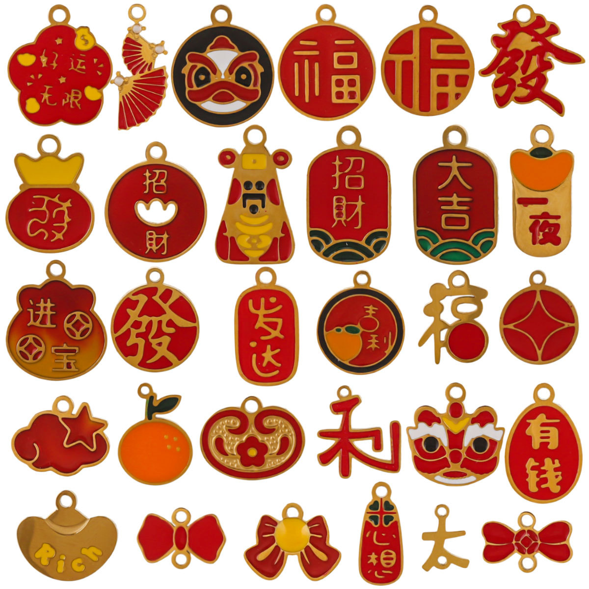 Acero inoxidable decoración de Año Nuevo colgante colgante colgante joyería DIY accesorios felicitaciones aretes collares ricos