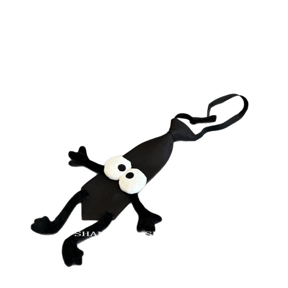 Design Genitore-Figlio Senso Nero Piccola Palla di Carbone Cartone Animato Nodo Maglietta Accessorio Personalità Moda Versatile Piccola Cravatta_voghion.com