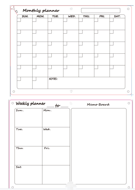 Tablero acrílico tridimensional, tablero de notas, tablero de escritura magnético para refrigerador, tablero de registro de horarios semanal y mensual, imán magnético para refrigerador
