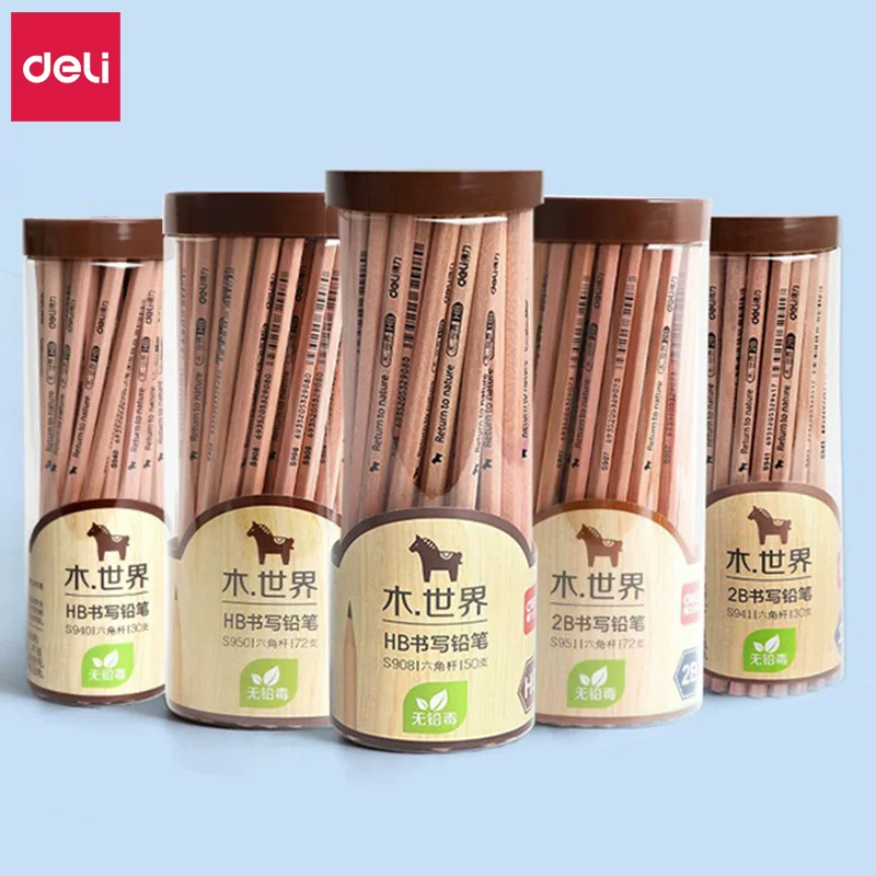 Карандаши Deli, детские для рисования, шестигранные и треугольные, HB/2B, 30–72 шт.